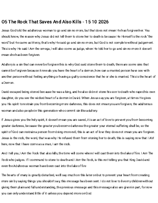 O5 The Rock That Saves And Also Kills - 15 10 2026